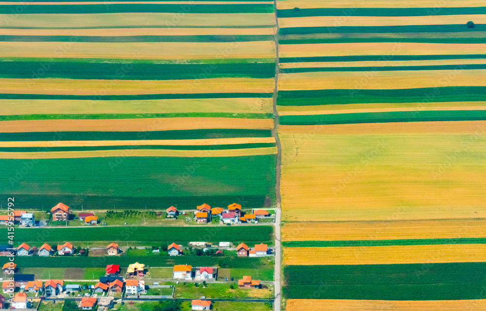 Sticker aerial view of farmland, belgrade, serbia