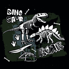 Dino Typography print with dinosaur  . Original design with t-rex, dinosaur. print for T-shirts, textiles, wrapping paper, web. 