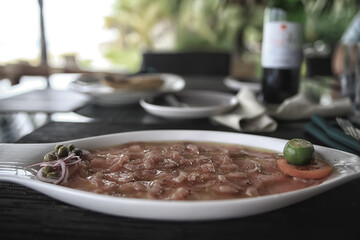 interior restaurant tableware / cutlery and tableware on a table in a cafe, beautiful catering industry