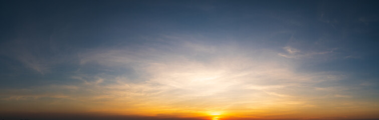 Panoramic of sunset sky with clouds nature concept banner background