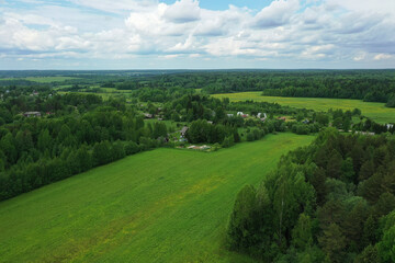 Fototapeta na wymiar forest top view, landscape panorama view of summer forest with quadrocopter aerial view