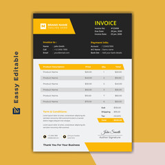 Professional and modern Invoice bill design template. Bill form business invoice and Office bill Design