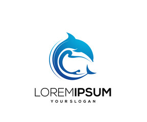 ocean fish icon logo design template