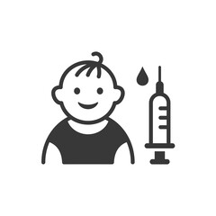 Child and syringe icon on white background. Vector illustration.