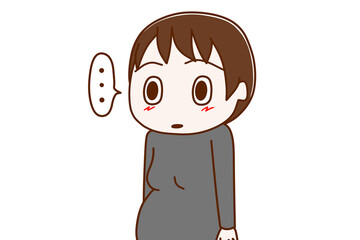 Obraz premium 目を丸くして放心する妊婦