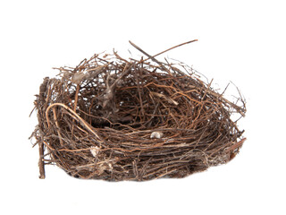 Bird wooden nest isolated on the white background