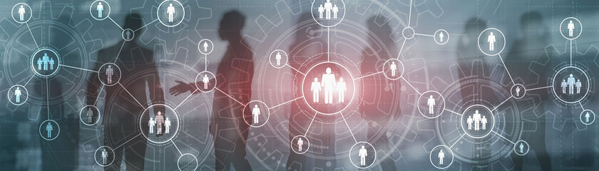 Fototapeta premium HR Mixed Media. Human Resources Employment Teamwork Business Conference Concept