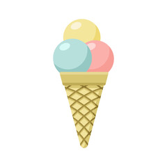 Yummy cold sweet ice cream, color vector illustration. Original flavour and kind