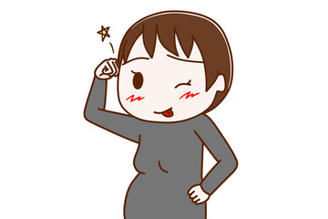 失敗してテヘっとペロリ舌を出してごまかす妊婦