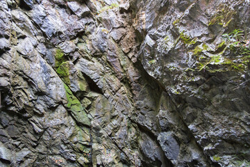 the texture of the rock in the mountain