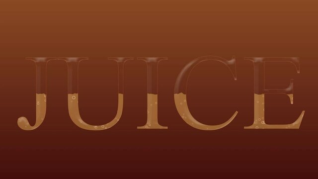 animated inscription juice which is filled with liquid with bubbles