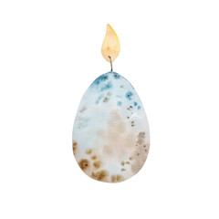 Watercolor Easter egg candle on a white background