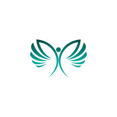 abstract people with wings logo concept  abstract people active sport logo