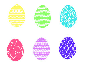 christian easter holiday, Easter eggs for easter day colorful with patterns decoration on white background illustration, set of colorful eggs with patterns