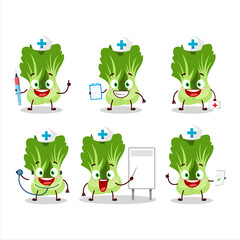 Fototapeta premium Doctor profession emoticon with bok choy cartoon character