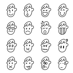 Man face icon set on white background