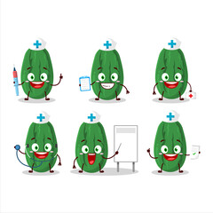 Doctor profession emoticon with cucumber cartoon character