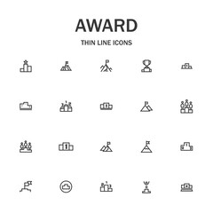 Awards line icon set.