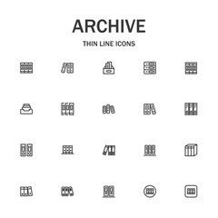 Archive line icon set