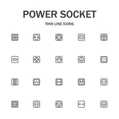 Power socket line icon set.