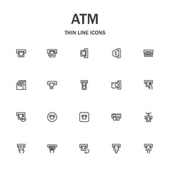 ATM line icon set.