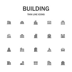 Building line icon set.