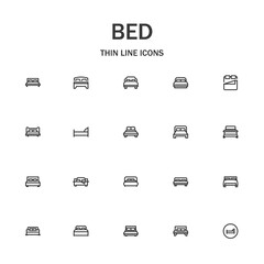 Bed line icon set.