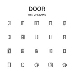 Door line icon set.