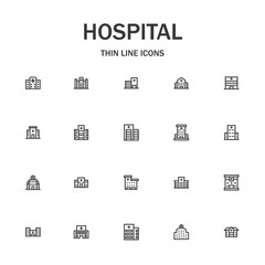 Hospital line icon set.