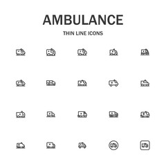 Ambulance line icon set.