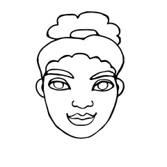 Vector outline face people. Hand drawn line art illustration. The head of a man, woman, boy, girl in the style of a Doodle, isolated on a white background. Different and beautiful