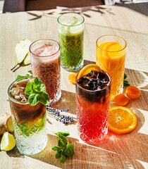 set of different kinds of smoothie