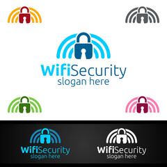 Wifi Security Logo for Network, Internet , monitoring, and alarm