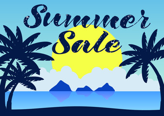 Obraz premium Summer sale over summer tropical background