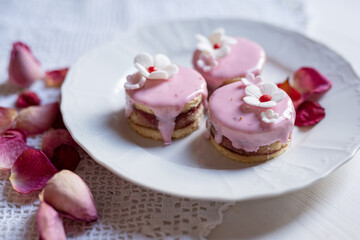 pink sponge cake with flowers and petals wedding, valentine, spring, mothersday love cake 