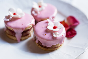 pink sponge cake with flowers and petals wedding, valentine, spring, mothersday love cake 