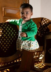 Asian Indian baby girl portrait closeup. A cute baby girl with beautiful