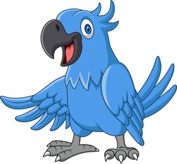 Cartoon funny blue macaw isolated on white background © tigatelu