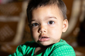 Asian Indian baby girl portrait closeup. A cute baby girl with beautiful