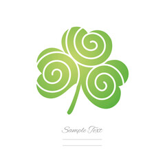 Three leaf green clover shamrock spiral vintage sample element logo icon sticker on isolated white background