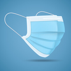 Realistic Protective Medical face mask half-side view vector