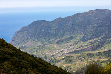 Fototapeta na wymiar Village and Terrace cultivation in the surroundings of Sao Vicente. North coast of Madeira Island, Portugal
