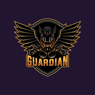 guardian angel warrior mascot and esport logo