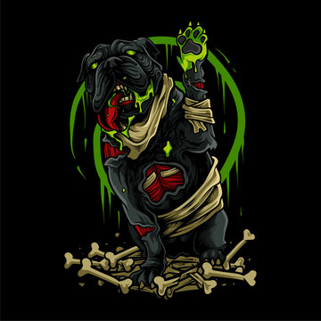 zombie dog halloween illustration design