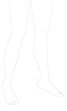 The contour of the legs of the girl isolated on a white background. 3D. Vector illustration