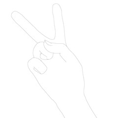 The contour of the human hand shows two fingers. A symbol of peace. Vector illustration