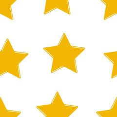 Yellow stars on a white background. Seamless pattern for printing on fabric, textile, paper. 