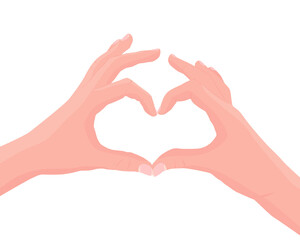 Hands showing heart shape gesture. Love, romantic relationship concept. Illustration in flat style.