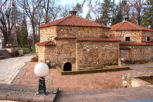 Facade of old Turkish bath - wellness heart of Sokobanja water resort in Serbia
