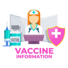 Vaccine information. Woman doctor at a conference.